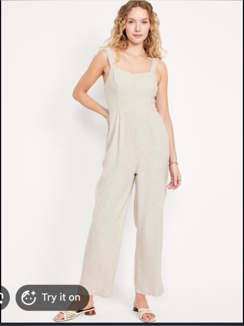 NWOT Old Navy Fit & Flare Linen-Blend Jumpsuit